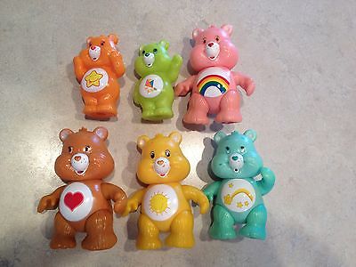 6 Plastic Posable Toy Care Bears Figures Cake Toppers LOT Cheer Birthday Bear
