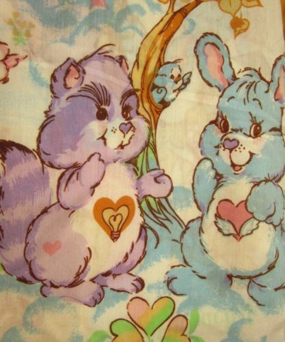 CARE BEARS beat-up twin-size sheet set 1980s bedding Love Brings out the Best OG