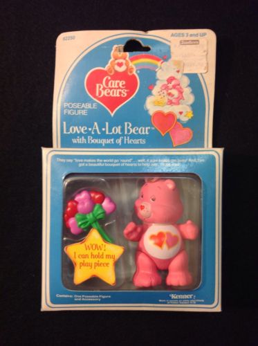 Vintage Kenner Care Bears Poseable Love-A-Lot Bear Bouquet of Hearts NRFB box
