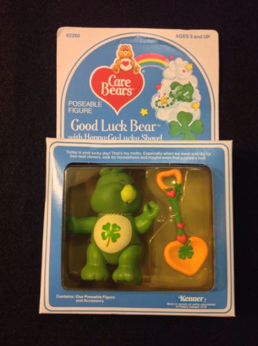 Vintage Kenner Care Bears Poseable Good Luck Bear Happy-Go Lucky Shovel 