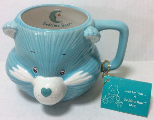 Vintage with Tags 1984 Care Bears Bedtime Bear Coffee Mug Blue Collectible