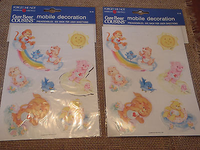 Two VTG American Greetings Care Bear Cousins Paper Mobile Decoration Bears 