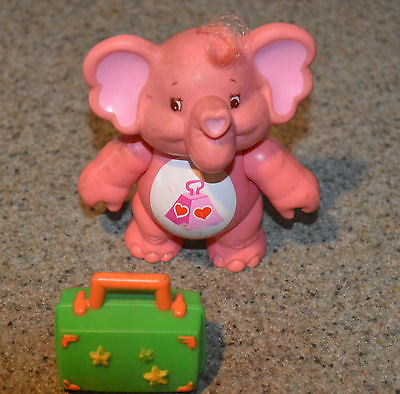 Vintage  PVC 1980's Care Bear cousin LotsaHeart Elephant with suitcase 3 " 