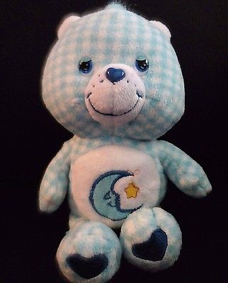 Care Bear BEDTIME 9 Inch Blue Stuffed Bean Bag Plush Sleepy Moon Star Tummy 2006