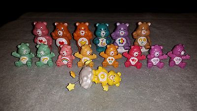 LOT OF 15 MIXED CARE BEAR PLASTIC FIGURES CAKE / PENCIL TOPPERS ALL DIFFERENT
