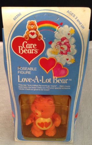 Vintage Care Bears 1982 Poseable 3.5" Figure Love A Lot Bear # 60390 New Package