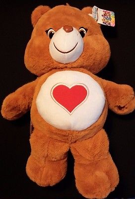CARE BEARS Jumbo 20" Brown TENDERHEART Red Heart Soft Stuffed Toy Bear - RARE