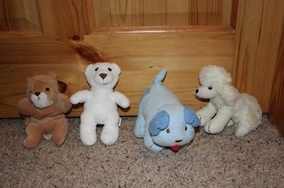 Bestever Curly White French Poodle  Dog Bean Bag Stuffed Toy LOT Care Bears Lion