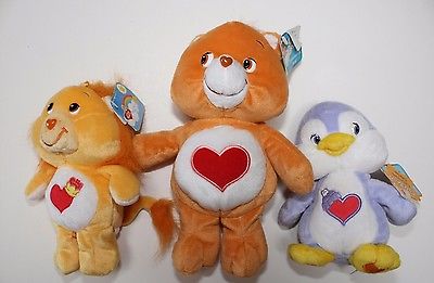 CAREBEAR  PLUSH lot of 3- Tenderheart bear, Cozy heart Penguin, Brave heart Lion
