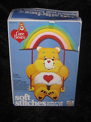 Vintage 1983 Care Bears Tenderheart Bear Soft Stitches Quilted Wall Hanging Kit 