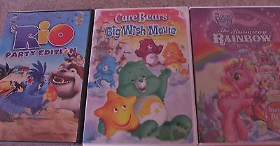 GREAT CHILDREN'S DVDS!! CARE BEARS, MY LITTLE PONY PLUS RIO PARTY EDITION!!