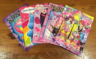 GIRL Coloring Book Lot w/ FREE GIFT Strawberry Shortcake Care Bears Mermaids