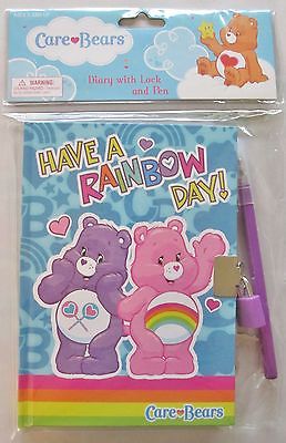 CARE BEARS Diary with Pen Lock and Keys Journal Blank Book Cheer Share Bear 