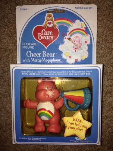 CHEER Care Bear Vintage Poseable Kenner Toy Figure Complete New Merry Megaphone