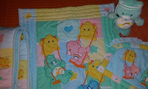 Care Bears crib/toddler comforter, bumper, head board, fitted sheet, Care Bear