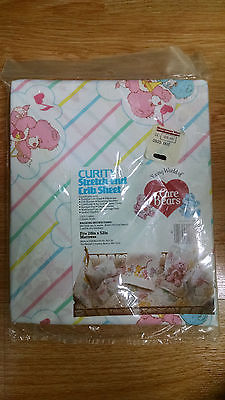 RARE NIP Vintage Care Bears Curity 100% Cotton Crib Sheet