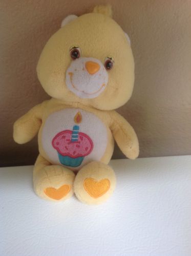 Care Bears 2002 Yellow Birthday Bear Cupcake candle Plush soft Stuffed Toy 9