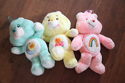 Lot Vintage Plush Care Bear Cheer Bedtime Birthday rainbow cupcake 