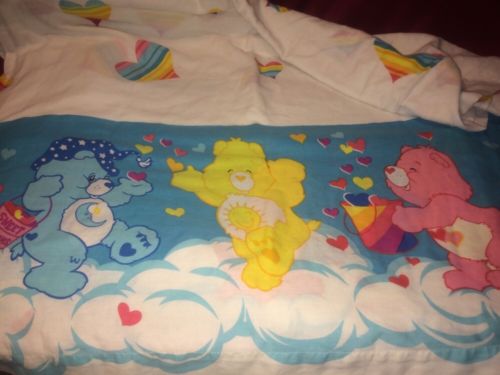 Twin Size Flat Sheet...Care Bears/Rainbow Hearts Material Sewing