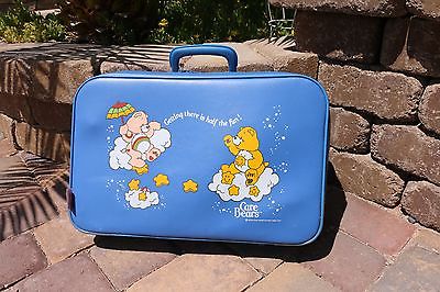 Vintage 1983 Care Bears Blue Suitcase Childrens Luggage Soft Sided