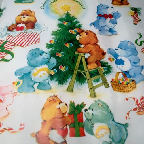 VTG Care Bears Christmas Gift Wrap Wrapping Paper 2 - Large Sheets 24