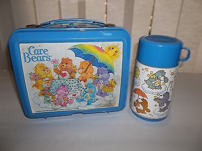 AWESOME VINTAGE 1985 CARE BEARS LUNCH BOX W/ THERMOS AMERICAN GREETINGS CORP USA
