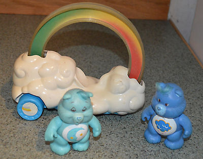 Vintage  1980's Care Bears rainbow car, Grumpy Bear and Goodnight Bear