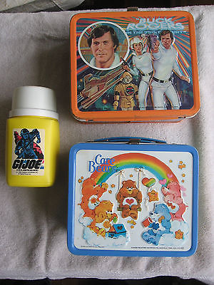 Vintage Metal Lunchboxes Lot BUCK ROGERS 1979 CARE BEARS 1983 G. I. JOE Thermos