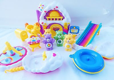 Care Bears Play Set Toy Lot Funshine House Slide Figures Merry Go Round Horse