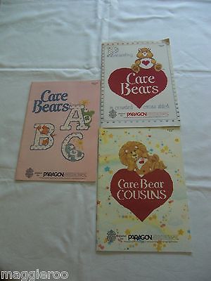 Paragon Care Bears Cousins ABC Lot of 3 XS  Cross Stitch Patterns Vintage Books