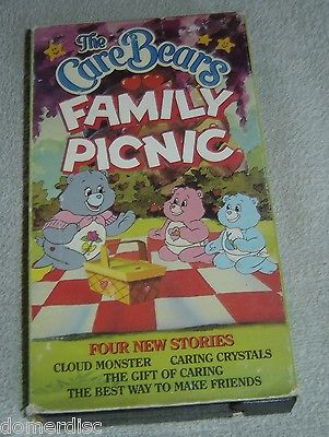 Care Bears Family Picnic VHS 1989 Cloud Monster Gift Of Sharing Caring Crystals