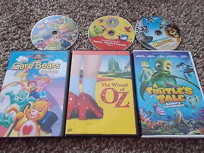 Lot of 6 Childrens DVDs - The Wizard of Oz Care Bears Madagascar Bob Spider
