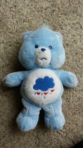 Vintage Care Bears Original Grumpy Bear 13 inch 2002 Plush Blue Heart Feet TOY