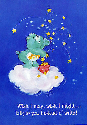 1983 Care Bears American Greetings Postcard, tossing Stars to Make a Wish
