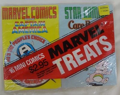 MARVEL TREAT 16 MINI COMIC BOOKS SPIDER-MAN CAPTAIN AMERICA CARE BEARS (SEALED)
