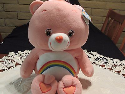 Care Bears Large Jumbo Rainbow Cheer Bear Pink Plush Stuffed Toy 2003 New w/ Tag