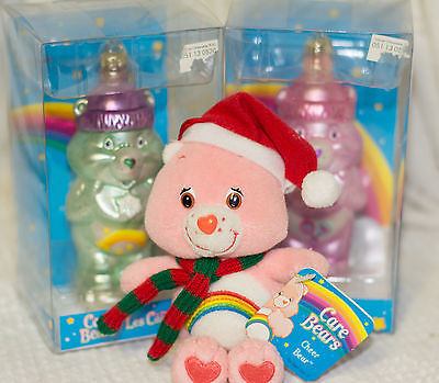 NIP Care Bears Share & Wish Mercury Glass Christmas Ornament LOT of 3