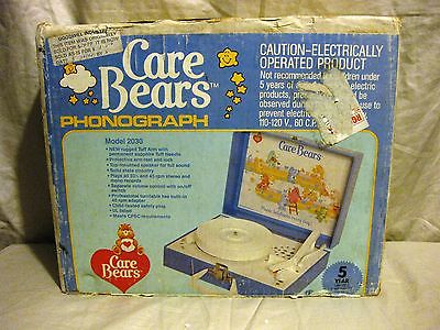 Care Bears 1983 Playtime Phonograph Record Player Complete in Box, Model 2030