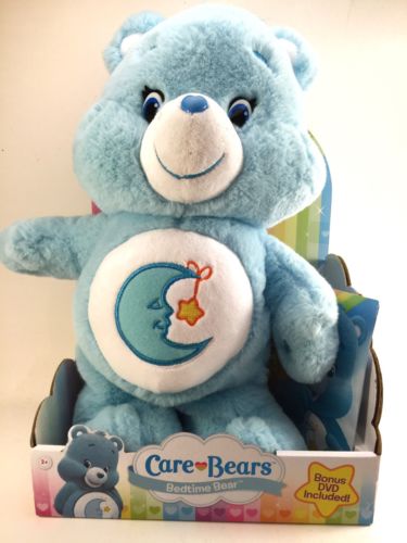 NIB *Care Bears* BEDTIME BEAR Deluxe Plush Stuffed Toy with DVD! New Release '15