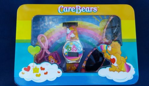 Care Bears Child's Watch Sunglasses and Hair Cubes Gift Set Keepsake Tin 2004 