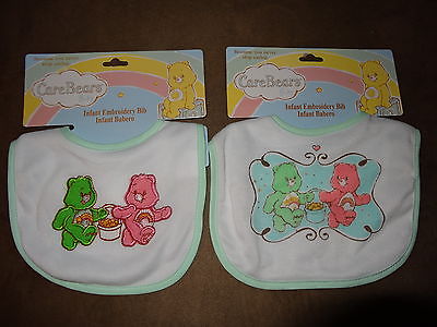 Two CareBears Infant Embroidery Bibs--New