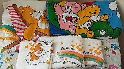 VINTAGE Lot of 5 1980's Care Bears Beach & Kitchen Towels + Rag RARE COLLECTOR