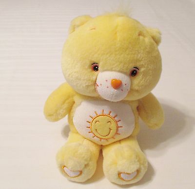 12” Care Bear Yellow Funshine GLOW A LOT Teddy Bear 2003 Plush Stuffed Animal 