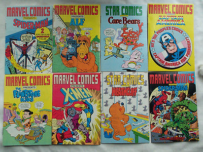 8 MINI Comics Marvel Comics Presents SPIDER-MAN X-Men ALF Care Bears CAPT AMERIC