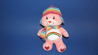 Care Bears Cheer bear in rainbow striped winter hat scarf plush 8