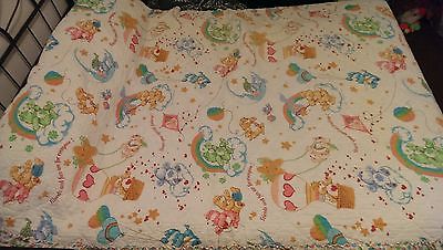 Vintage Care Bears Bedspread Blanket w/ Heart Ruffle - Twin - Full