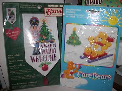 Counted Cross Stitch ChristmasToy Soldier Banner With Hanger Care Bears Sleigh