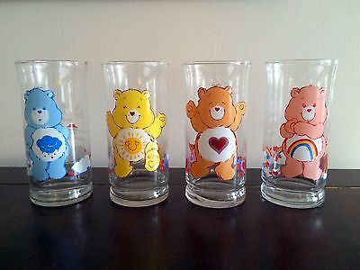 Care Bear Limited Edition Pizza Hut 1983 Collectors Glass Set of 4