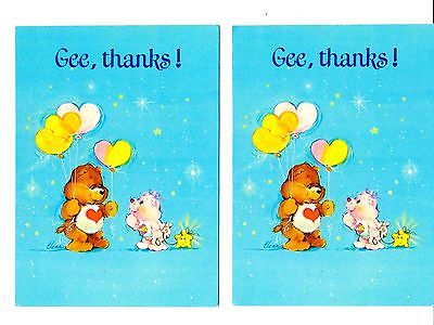 VTG CARE BEARS BLANK THANK YOU NOTE CARD LOT 2 4x6 CARDS BY AMERICAN GREETINGS