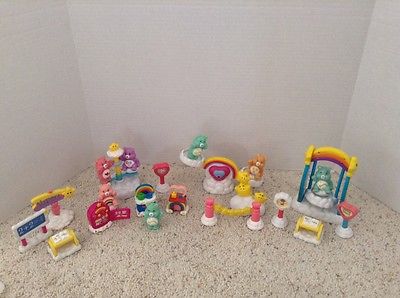 22 PC lot carebear pvc cloud playse accessories swing merry go round desk & more